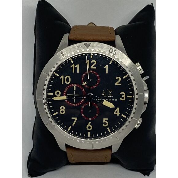 Armani Exchange AX1755 Men's Brown Leather Analog Black Dial Quartz Watch JK238